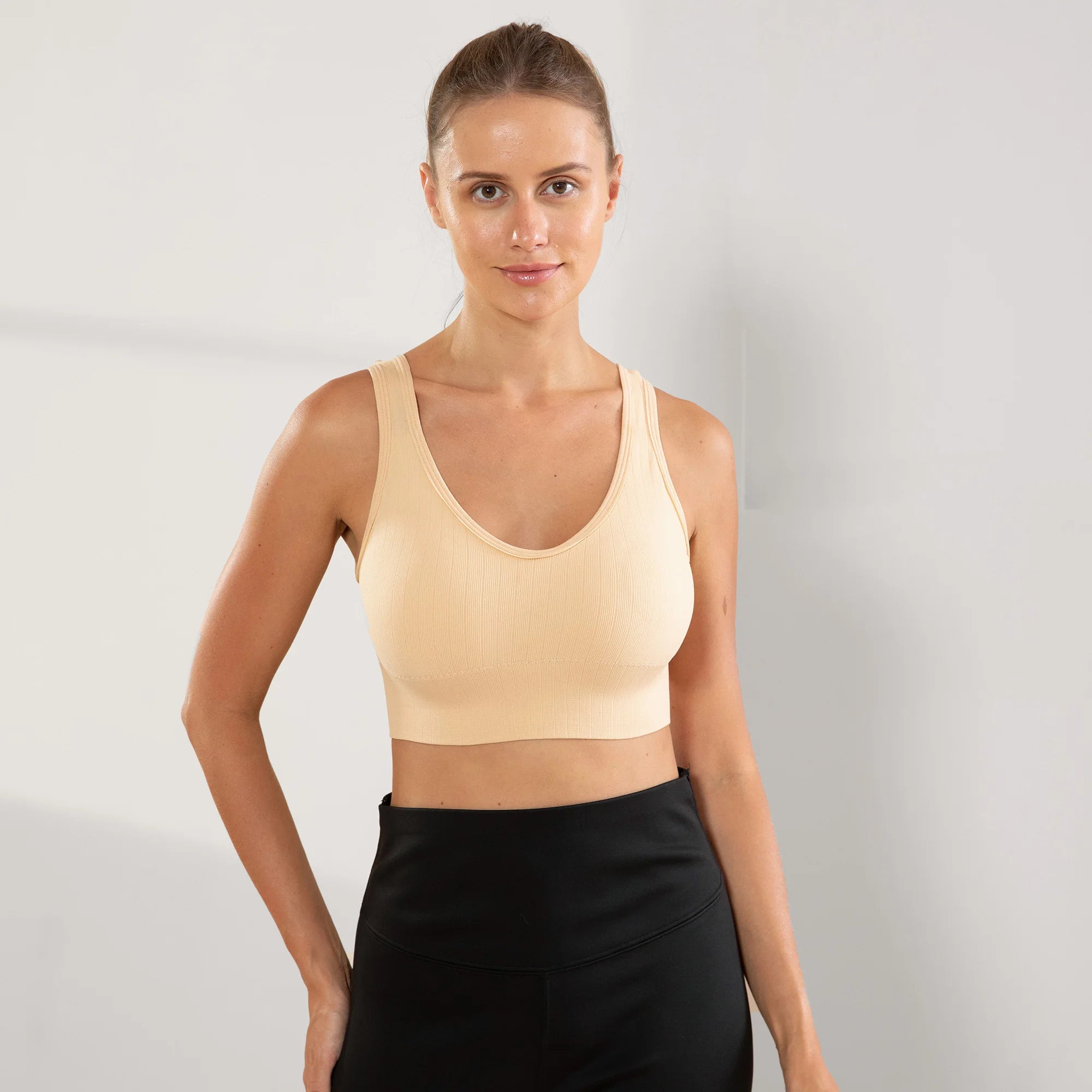 academia，roupa de academia femininas，sutiãs esportivos， Feminino Sem Bojo Basico Liso Sem Costura Nas Laterais，brasil