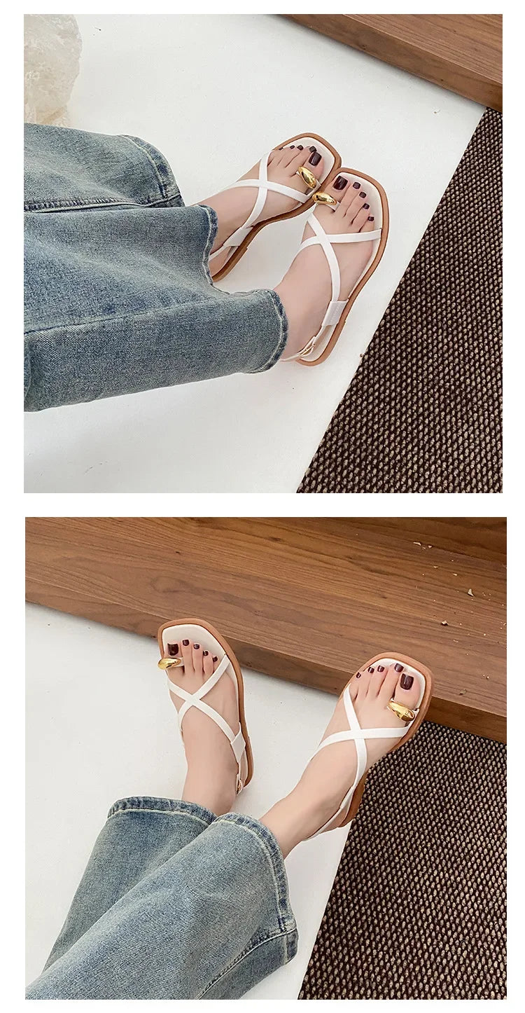 2024 novo verão feminino ao ar livre usar estilo francês sandálias de fundo plano material pvc alta qualidade adultos chinelos estilo romano