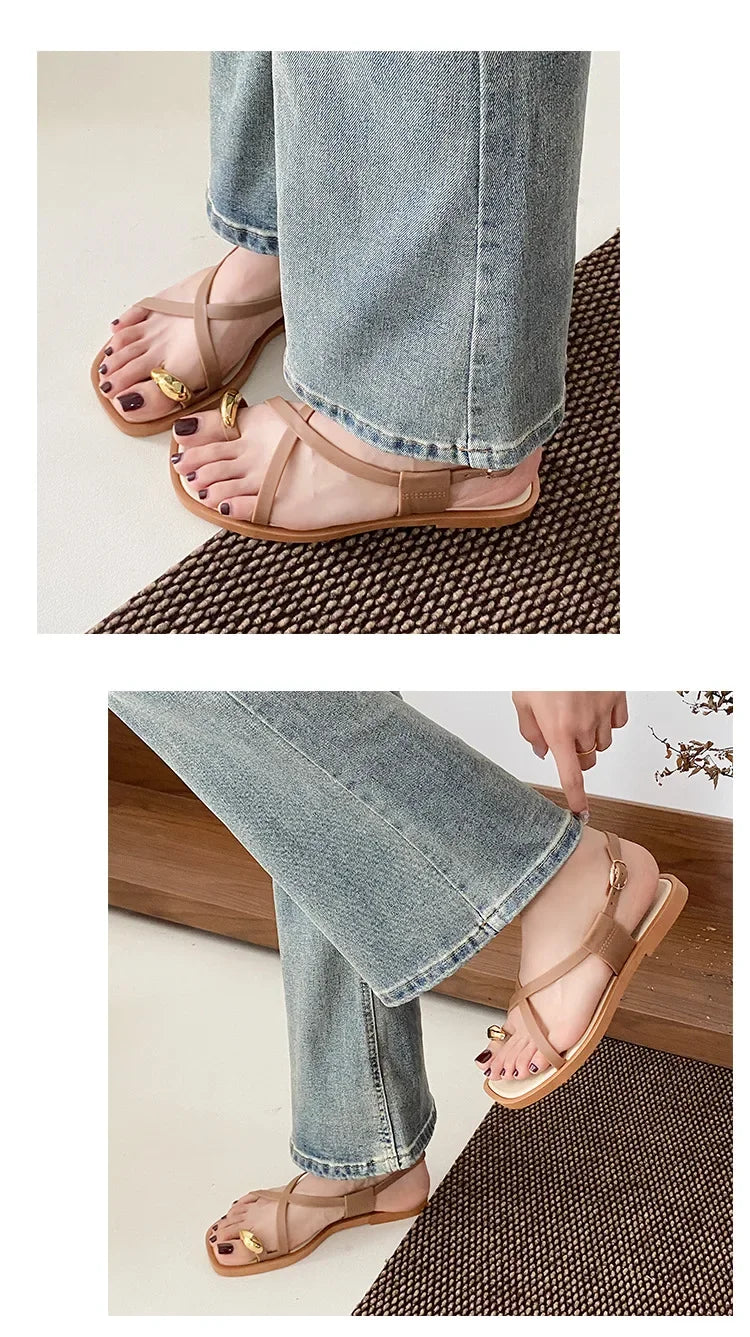 2024 novo verão feminino ao ar livre usar estilo francês sandálias de fundo plano material pvc alta qualidade adultos chinelos estilo romano