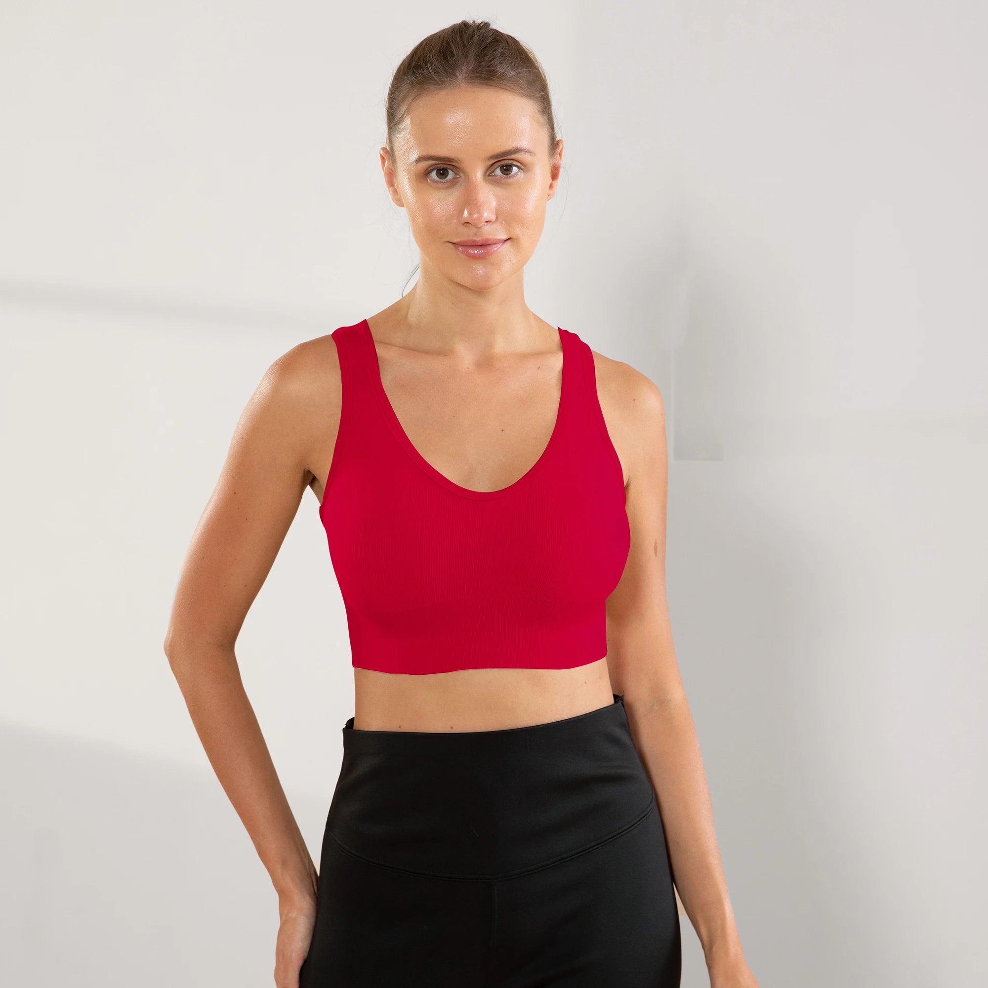 academia，roupa de academia femininas，sutiãs esportivos， Feminino Sem Bojo Basico Liso Sem Costura Nas Laterais，brasil