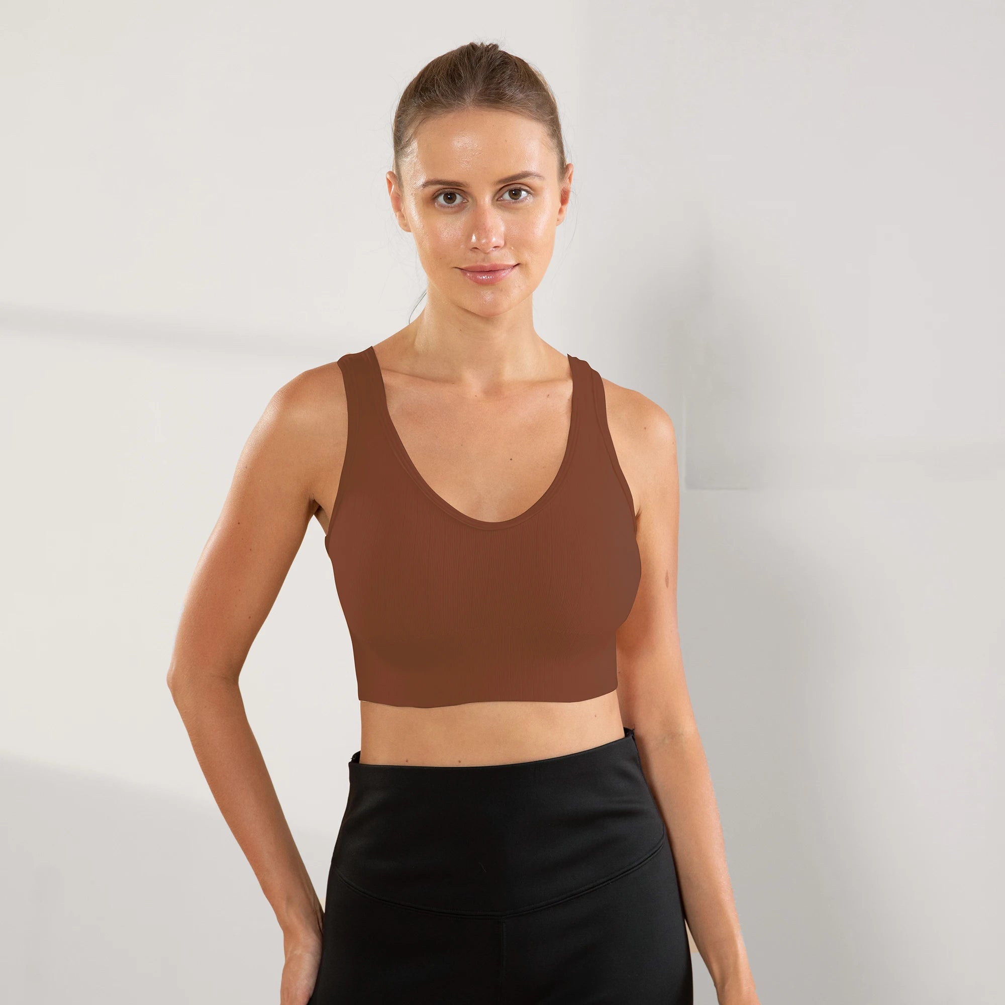 academia，roupa de academia femininas，sutiãs esportivos， Feminino Sem Bojo Basico Liso Sem Costura Nas Laterais，brasil