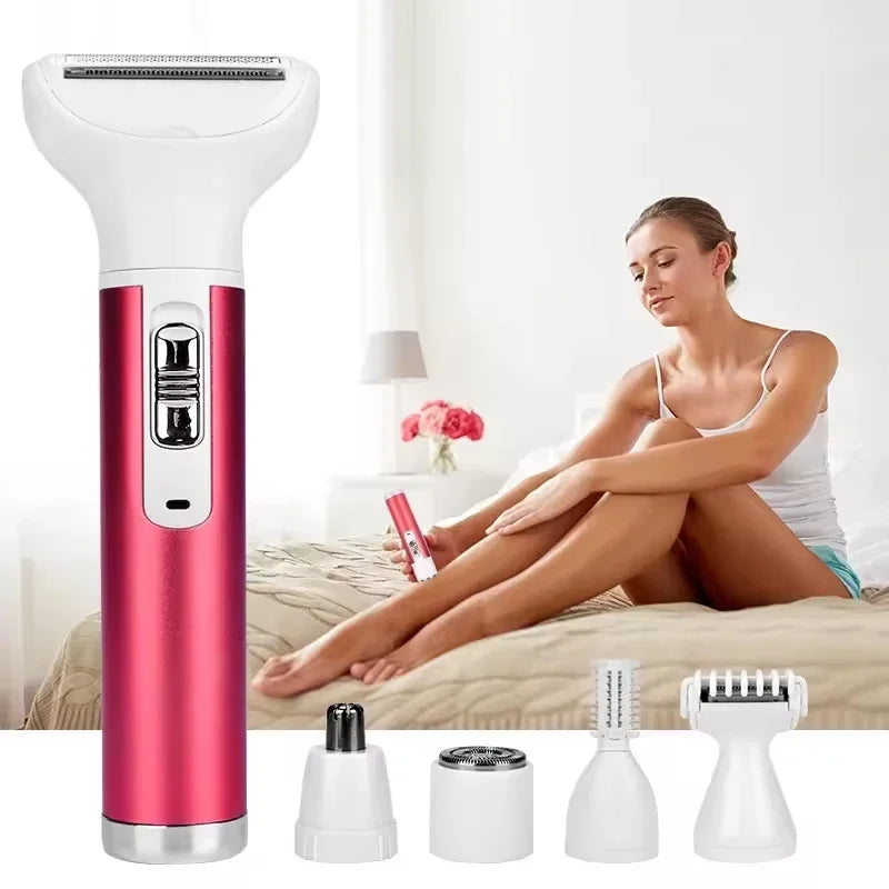 5 em 1 depilação senhora barbeador senhoras depilador recarregável nariz sobrancelha trimmer corpo aliciamento conjunto