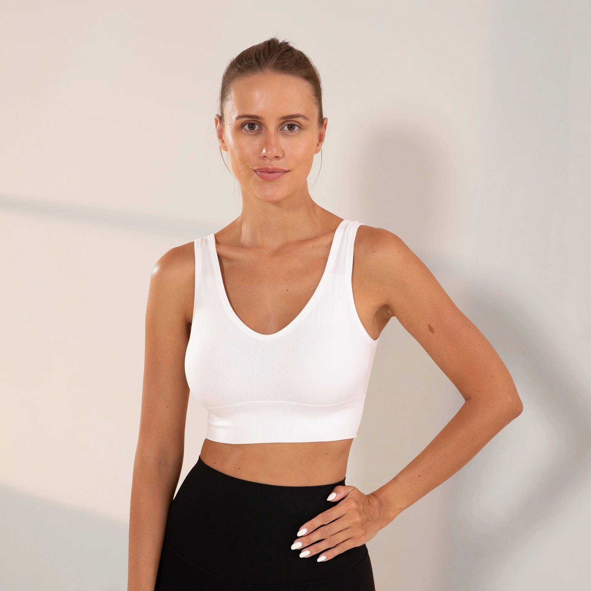 academia，roupa de academia femininas，sutiãs esportivos， Feminino Sem Bojo Basico Liso Sem Costura Nas Laterais，brasil