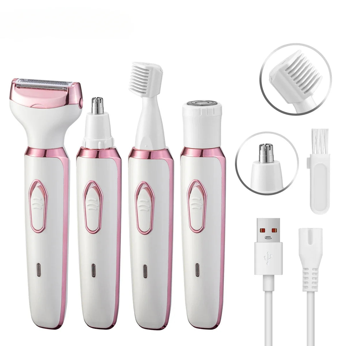 4 em 1 barbeador elétrico feminino depilação corporal depilador indolor aparador sem fio navalha presentes para eletrodomésticos femininos