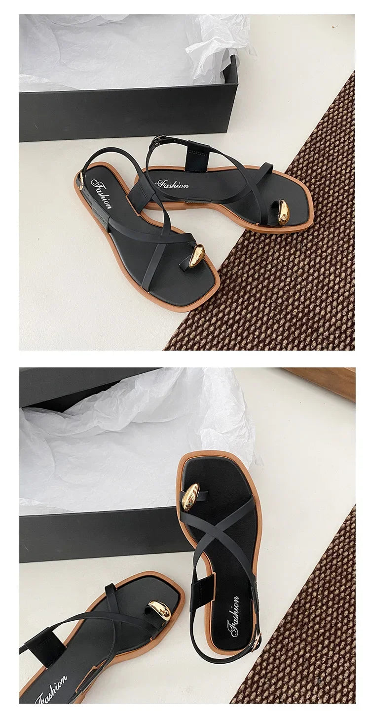 2024 novo verão feminino ao ar livre usar estilo francês sandálias de fundo plano material pvc alta qualidade adultos chinelos estilo romano