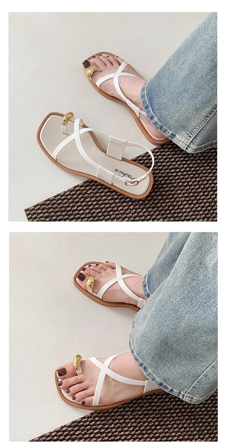 2024 novo verão feminino ao ar livre usar estilo francês sandálias de fundo plano material pvc alta qualidade adultos chinelos estilo romano