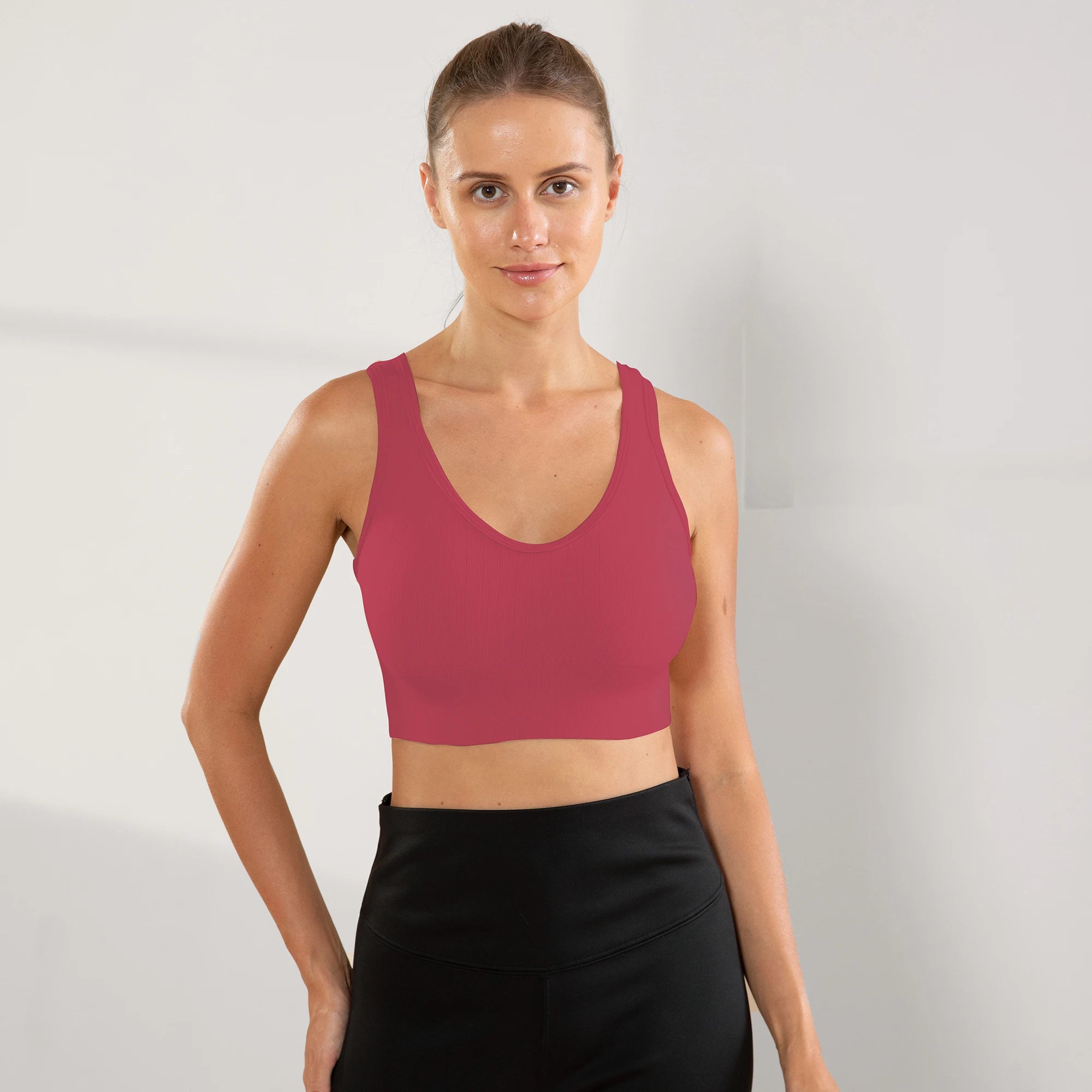 academia，roupa de academia femininas，sutiãs esportivos， Feminino Sem Bojo Basico Liso Sem Costura Nas Laterais，brasil