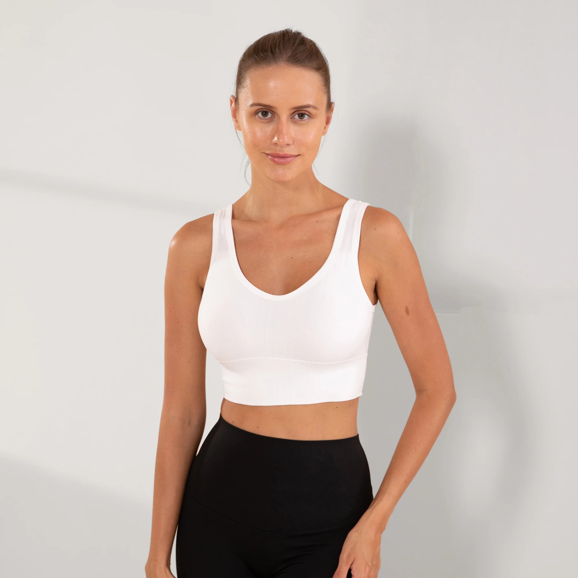 academia，roupa de academia femininas，sutiãs esportivos， Feminino Sem Bojo Basico Liso Sem Costura Nas Laterais，brasil